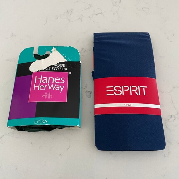 Hanes Her Way (Green) + Espirit (Blue) 2 Packs Colorful Fall Tights Sz S NIP - Picture 2 of 7